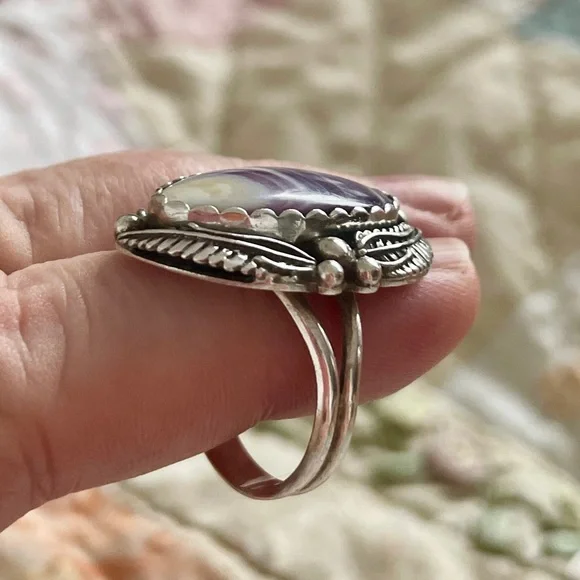 Vintage Sterling Silver Wampum Ring - Picture 9 of 9